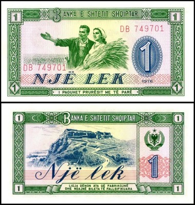 Albania 1 lek 1976 UNC foto