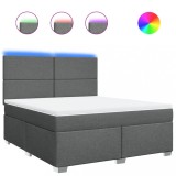 Cumpara ieftin Pat box spring cu saltea, gri inchis, 180x200 cm, textil