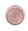 Moneda Japonia 10 yen 1977, stare foarte buna, curata, Asia, Bronz