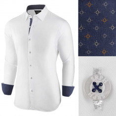 Camasa pentru barbati, alb albastru, slim fit, casual - Business Class Extra foto