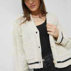 Abercrombie & Fitch cardigan din amestec de lana femei, culoarea bej