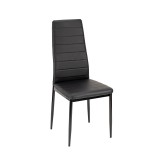 Scaun de masă Tino NOVA piele textilă neagră + metal - negru