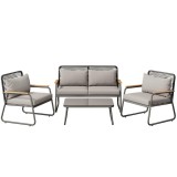 Set de lounge pentru grădină pentru 4 persoane, Gri | Aosom Romania