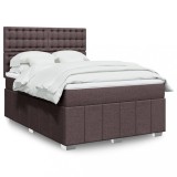 vidaXL Pat box spring cu saltea, maro &icirc;nchis, 160x200 cm, textil