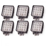 Set 6 Proiectoare LED Auto Offroad 48W, 16 LED, 12-24V, IP67, Carcasa Rezistenta Socuri, Utilaje, Camioane, Ambarcatiuni