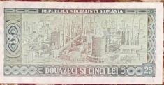 BANCNOTA R.S.R. 25 LEI 1966/ SE VINDE PIESA DIN POZE foto