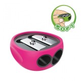 Ascutitoare dubla cu 2 orificii si grip moale,plastic,diverse culori