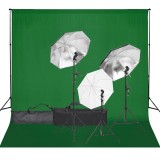 vidaXL Kit studio foto cu set de lumină și fundal 3094700