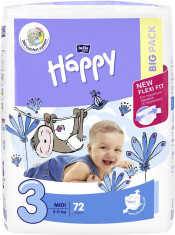 Happy Midi 3, 5-9 kg Big Pack, 72 buc foto