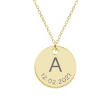 Colier Argint 925 placat Aur 24K Personalizat Initiala Data Banut - Bijuterie unicat, cadou special