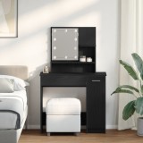 VidaXL Măsuță de toaletă cu LED-uri, stejar negru, 86.5x35x136 cm