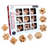 Set 9 Puzzle-uri, din Lemn, Kongming, 4.5 x 4.5 cm, 6 ani+, design propriu si grad de dificultate diferit, Oem