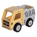 Camion din Lemn cu 4 Roti, Galben si Gri, 14x7x9cm, CMCLASS