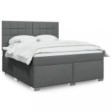 VidaXL Pat box spring cu saltea, gri &icirc;nchis, 180x200 cm, textil 3290568