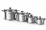 Set oale inox Royalty Line, 8 piese, capace din sticla