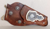 Teaca vintage din piele pentru pistol cowboy, jucarie baieti anii 30
