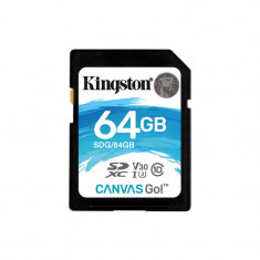 Card Kingston Canvas Go SDXC 64GB Clasa 10 UHS-I U3 V30 90Mbs foto