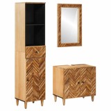 vidaXL Set dulap baie cu sertar Pe perete 3 pcs Lemn de mango solid 3310178