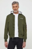 Alpha Industries geaca MA-1 TT Hood barbati, culoarea verde, de tranzitie, 196108