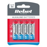 BATERIE ALCALINA AA 1.5V BLISTER 4 BUC BAT0061B, Rebel
