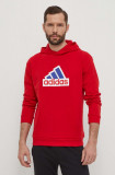 Adidas bluza barbati, culoarea rosu, cu glugă, cu imprimeu, IS8338