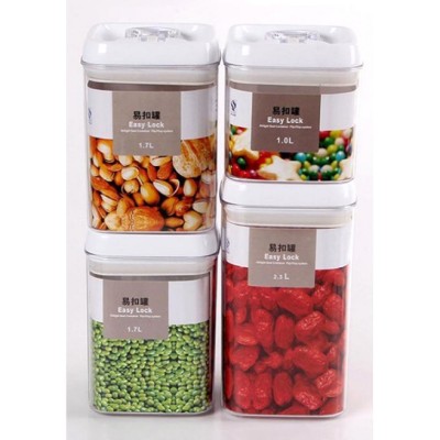 Set 4 cutii de depozitare alimente, condimente, diferite dimensiuni, Flippy, Albe foto