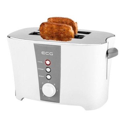 Prajitor de paine ECG, 800 W, 2 felii, 7 nivele rumenire, LED, Alb foto