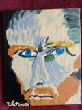 TABLOU PE PANZA CU SASIU NOU 24 X 30 CM PORTRET VINCENT VAN GOGH ACRILIC PRET 50 LEI NEGOCIABIL