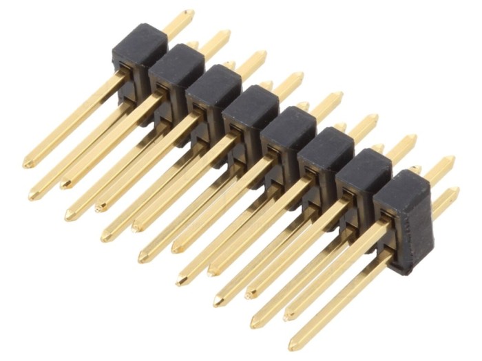 Conector pini 2x8 aurit, 2,54mm THT