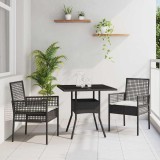 VidaXL Set de masă pentru grădină 3 pcs Negru Rattan poli
