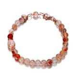 Cumpara ieftin Brățară Cuarț Roz &amp; Perle Argint 925 Placat Aur Roz, Ajustabilă 18-23cm | Brățară Damă Elegantă, Bijuterie Handmade Italia