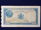 Bancnote Romania - 5000 lei 1945 decembrie - seria O0922160 filigran vertical