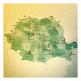 Harta decorativa pentru perete Romania relief, PVC rezistent la apa, 65x65 cm