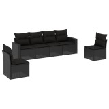 Cumpara ieftin Set mobilier de gradina cu perne, 6 piese, negru, poliratan