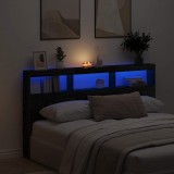 VidaXL Dulap pentru tăblie cu LED Stejar negru 180x17x102 cm