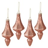 Cumpara ieftin Set 4 globuri sticla roz 6x15 cm