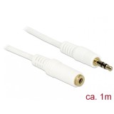 Cablu prelungitor audio jack 3.5mm 1m Alb, Delock 83765