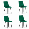 Set 4 scaune bucatarie/living, Artool, Lava, catifea, metal, verde si negru, 43x51x90 cm