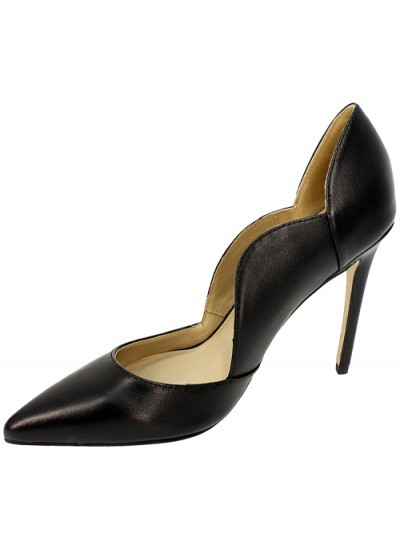 CH2525-1 Pantofi negri din piele, cu varf ascutit si toc cui