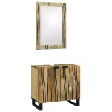 vidaXL Set de mobilier pentru baie cu raft cu depozitare cu ușă cu oglindă 2 pcs Maro Standard