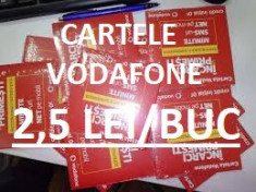 cartele vodafone noi 2,5 lei /buc daca se iau 100 buuc ce e sub 100 e 3 ron foto