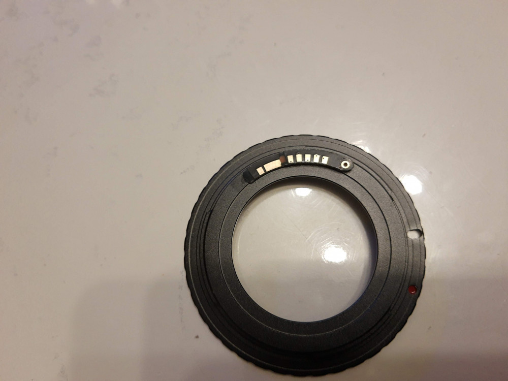 Inel adaptor M42 la Canon Eos Cu Confirmare Focus, cip generatia III |  Okazii.ro