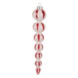 Cumpara ieftin Set 2 ornamente brad Craciun sticla alba rosie 4x18 cm
