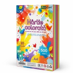 Hartie colorata A4 80 g/mp &ndash; Top 500 coli, 10 culori intense