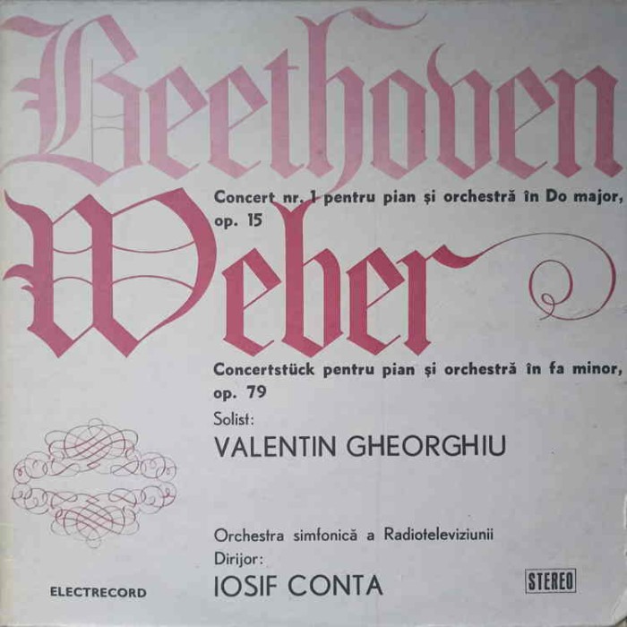 Disc vinil, LP. CONCERT NR.1 PENTRU PIAN SI ORCHESTRA IN DO MAJOR, OP.15. CONCERTSTUCK PENTRU PIAN SI ORCHE-218317