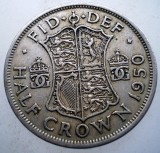 Moneda George VI 1950, Marea Britanie, Anglia, 1/2 Half Crown, KM#879, 32.3mm, Cupru-Nichel