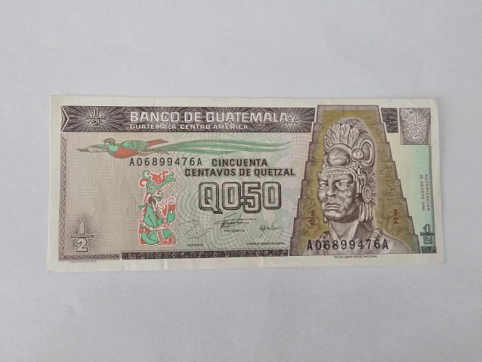 Guatemala 1/2 Quetzal 1996 Noua,Rara