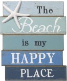 Decoratiune pentru perete Nikky Home, lemn, alb/albastru, 30,4 x 21,5 cm