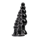 Set plug anal CHISA Rubicon Late Night Pleasure Kit, 3 dopuri anale cu ventuză pentru fixare, lungimi 12 - 18.5 cm, negru