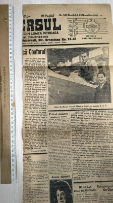 FRAGMENT ZIAR UNIVERSUL 29.11.31 ARTICOL REGELE MIHAI LA FABRICA DE AVIOANE SET foto